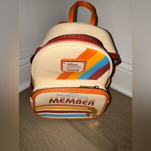 Disney Loungefly Retro Cream and Orange Disney Vacation Club Backpack